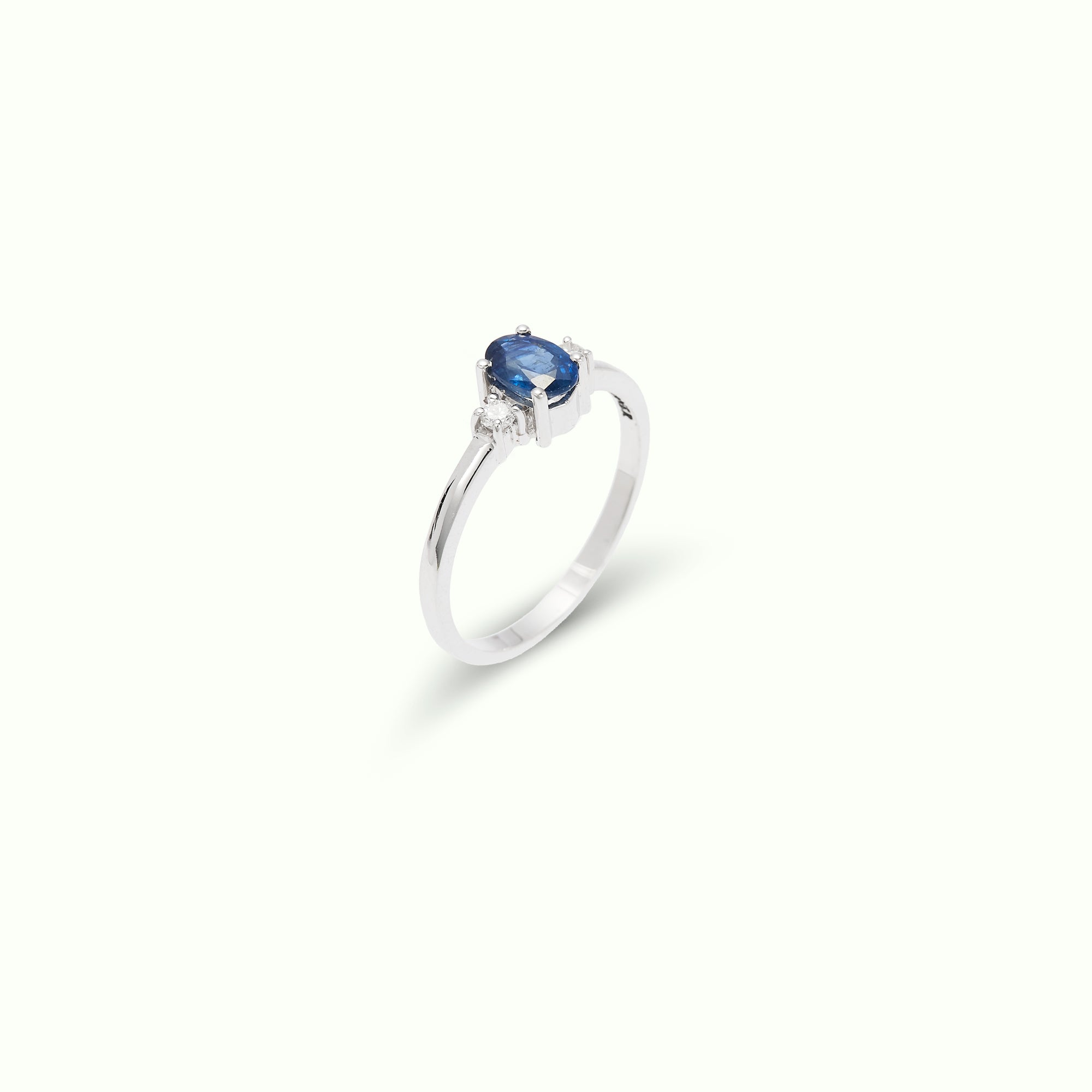Anell solitari Destí Sàfir Blau i Diamants