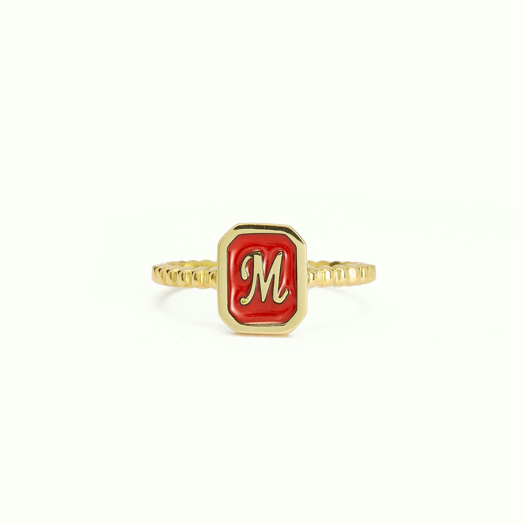 Anell Iconic Pattern Letter Enamel Red