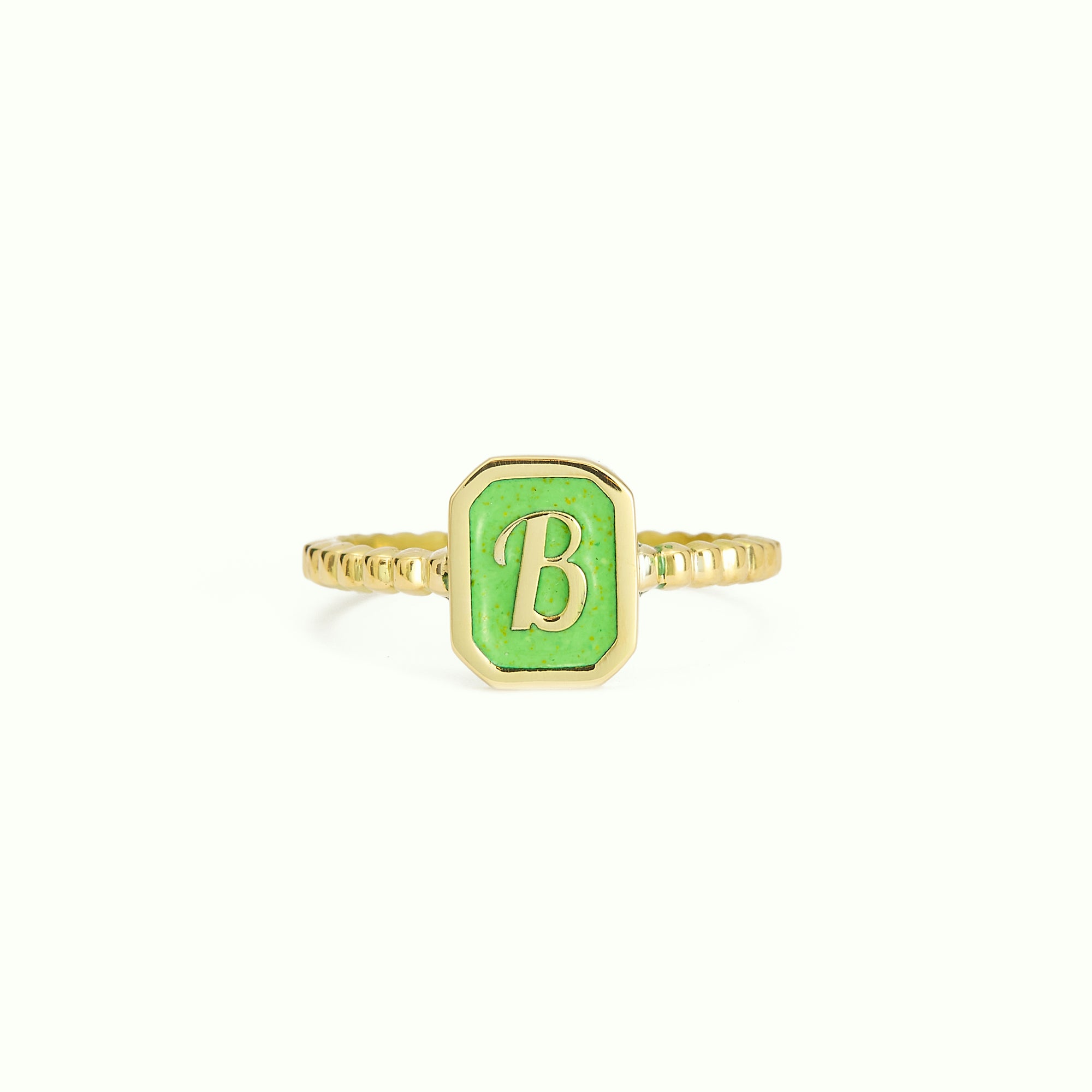 Anell Iconic Pattern Letter Enamel Lime Green