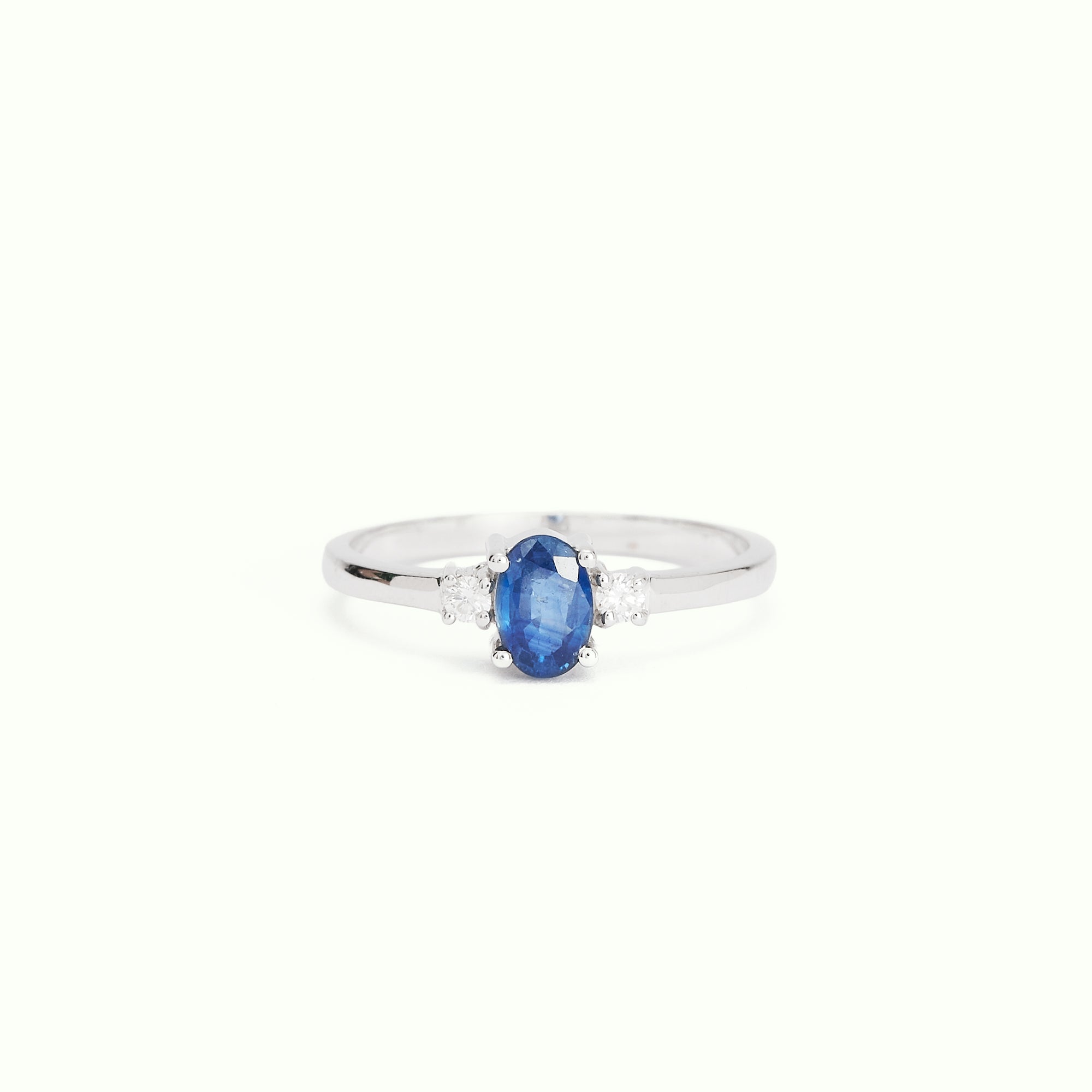 Anell solitari Destí Sàfir Blau i Diamants