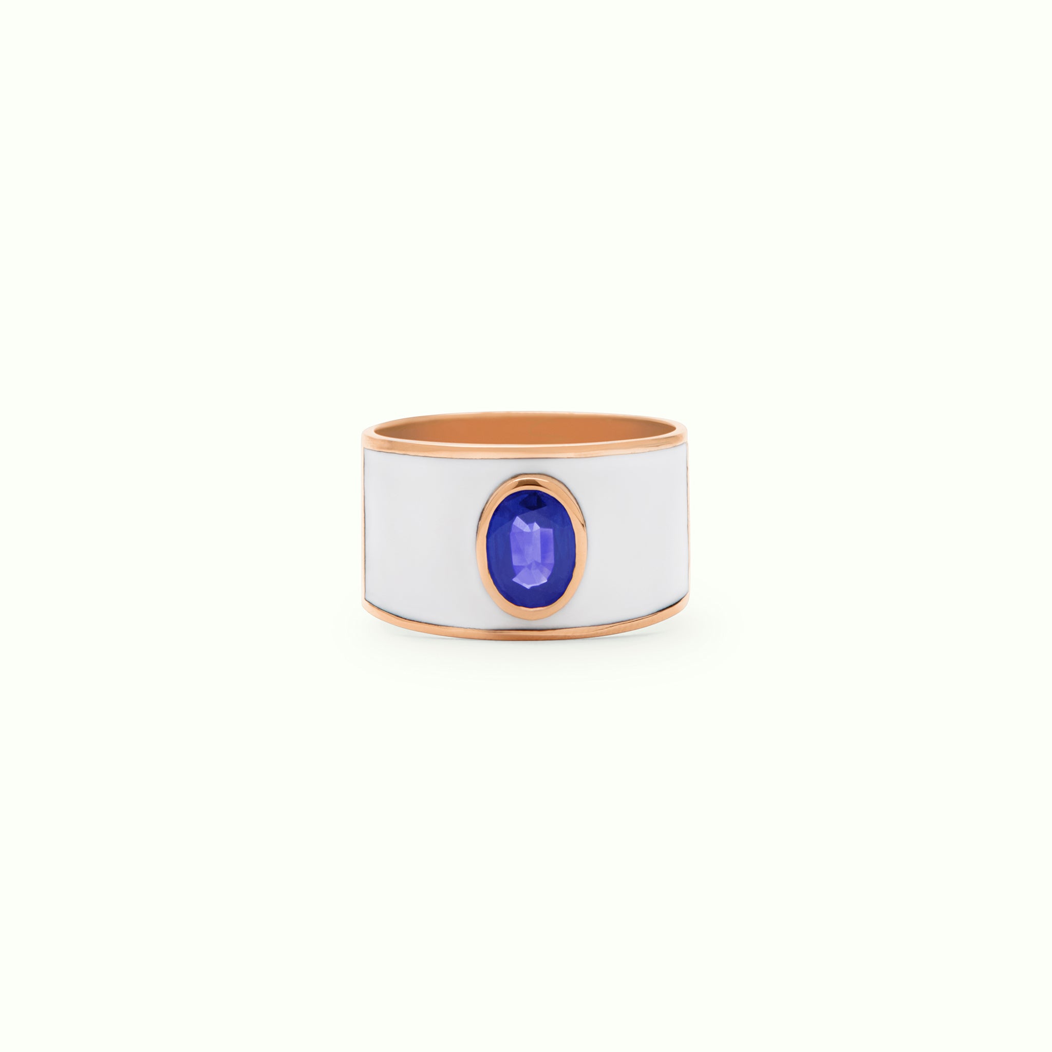 Anillo M Bold Blue Saphire Enamel White