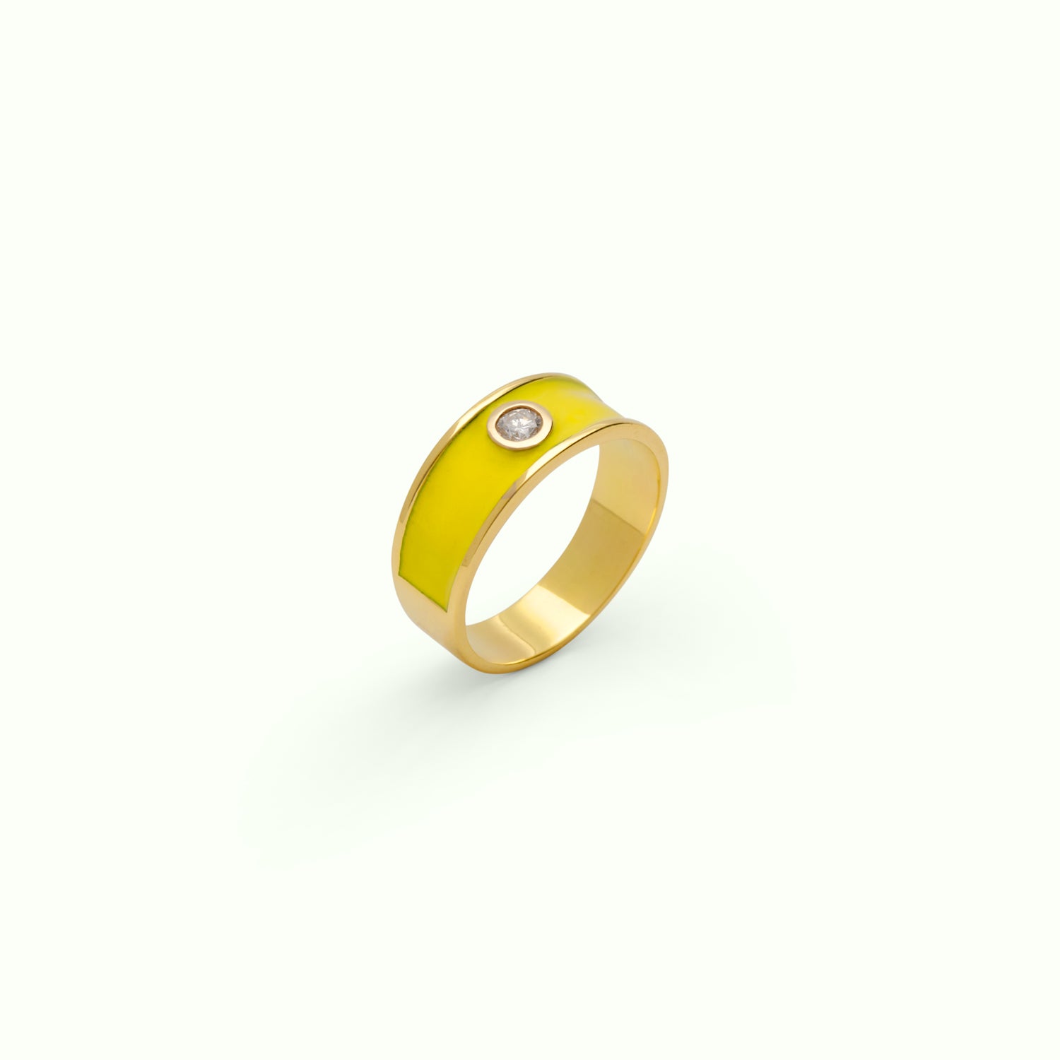 Anillo M Medium Diamond Enamel Yellow