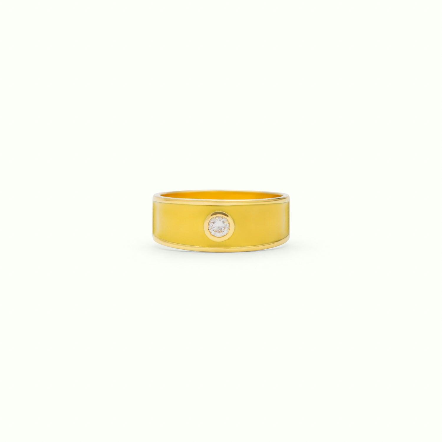 Anillo M Medium Diamond Enamel Yellow