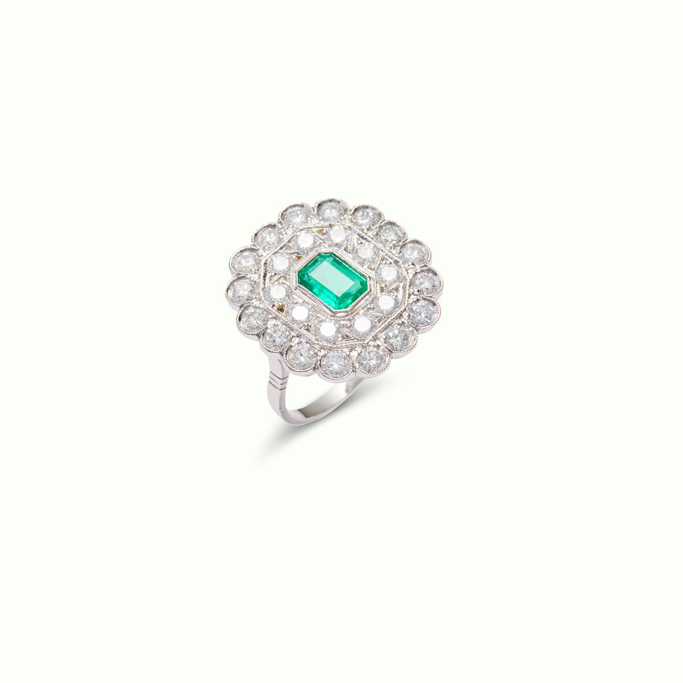 Anell 1871 Art Deco Maragda i Diamants