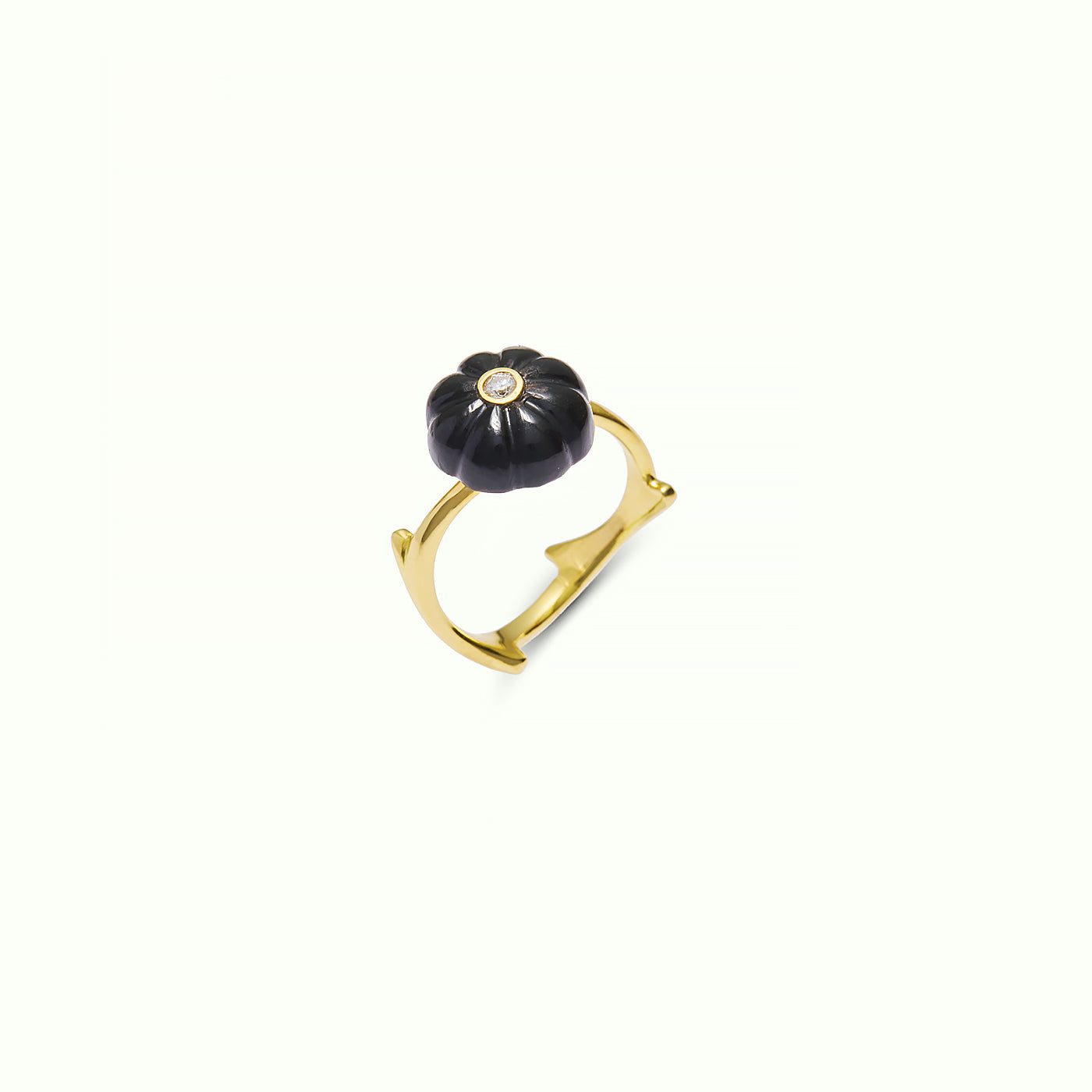 Anell Iconic Vintage Floral Onix i Diamant