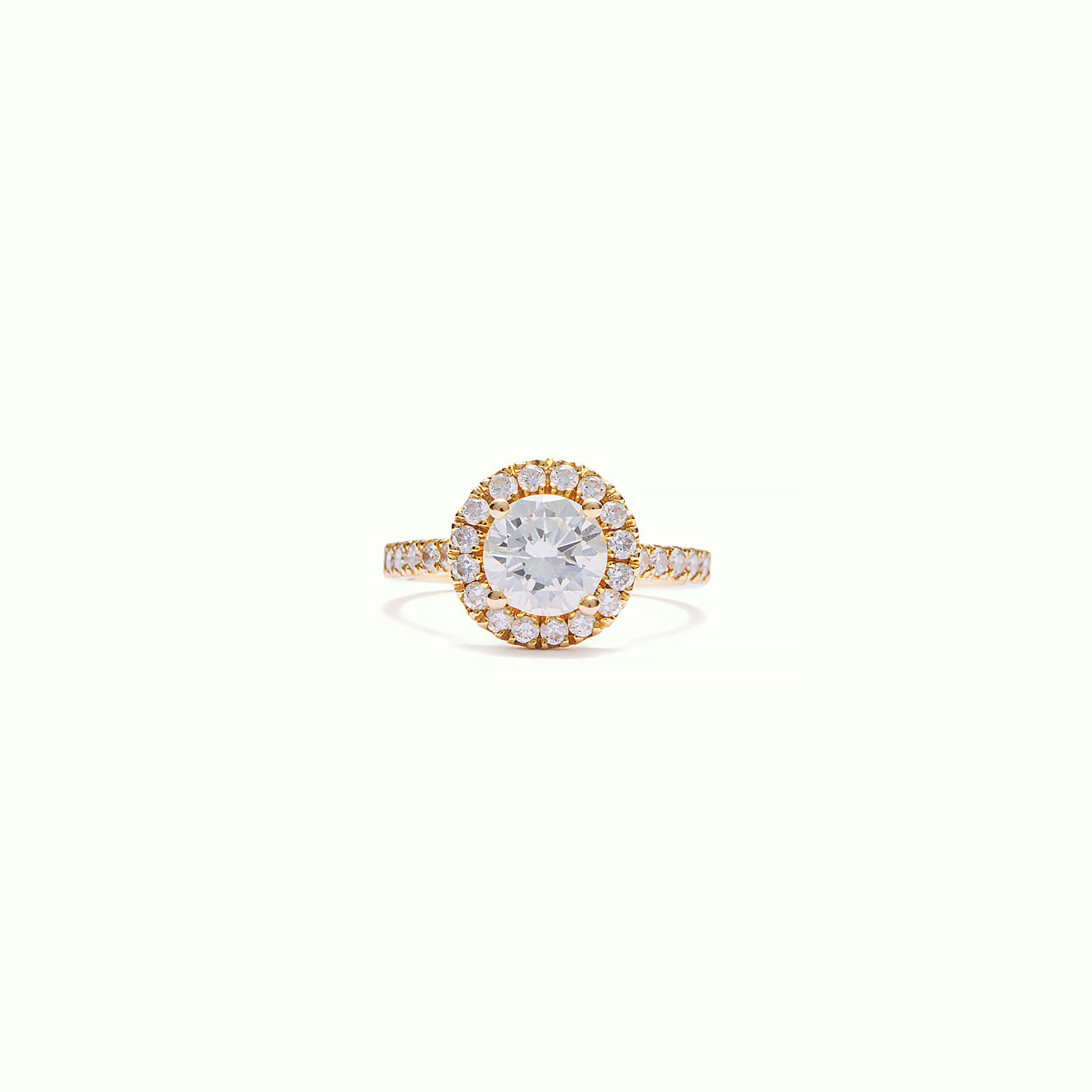 Anell solitari d'or rosa 18kt amb diamant natural central de 1,30ct i orla de diamants - HALO