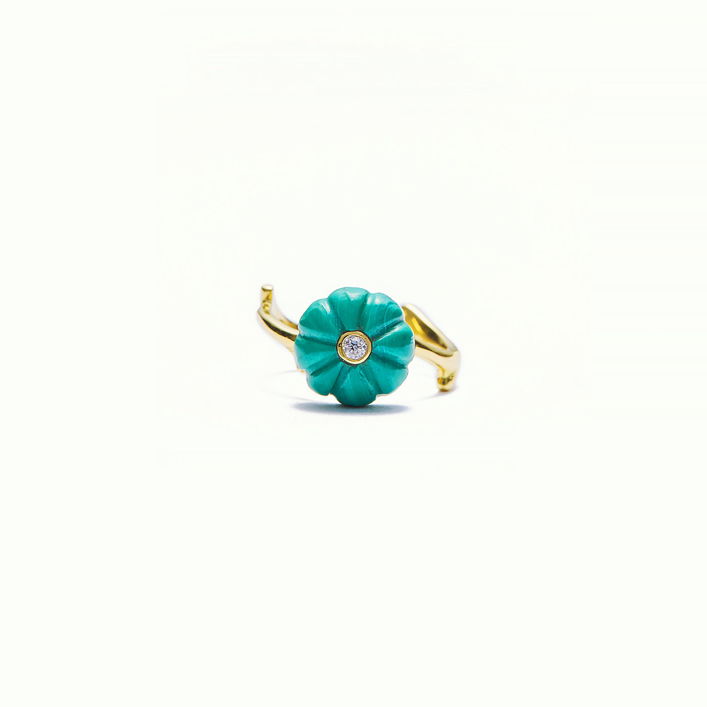 Anell Iconic Vintage Floral Malaquita i Diamant