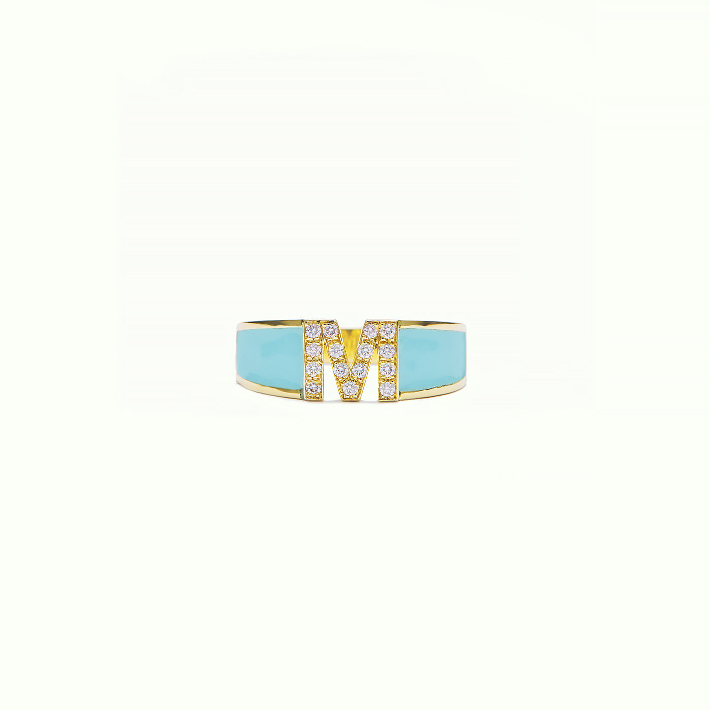 Ring M Medium Letter Enamel Turquoise