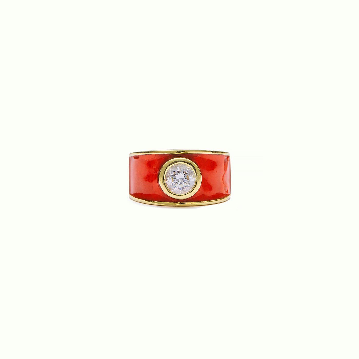 Ring M Medium Plus Diamond Enamel Orange