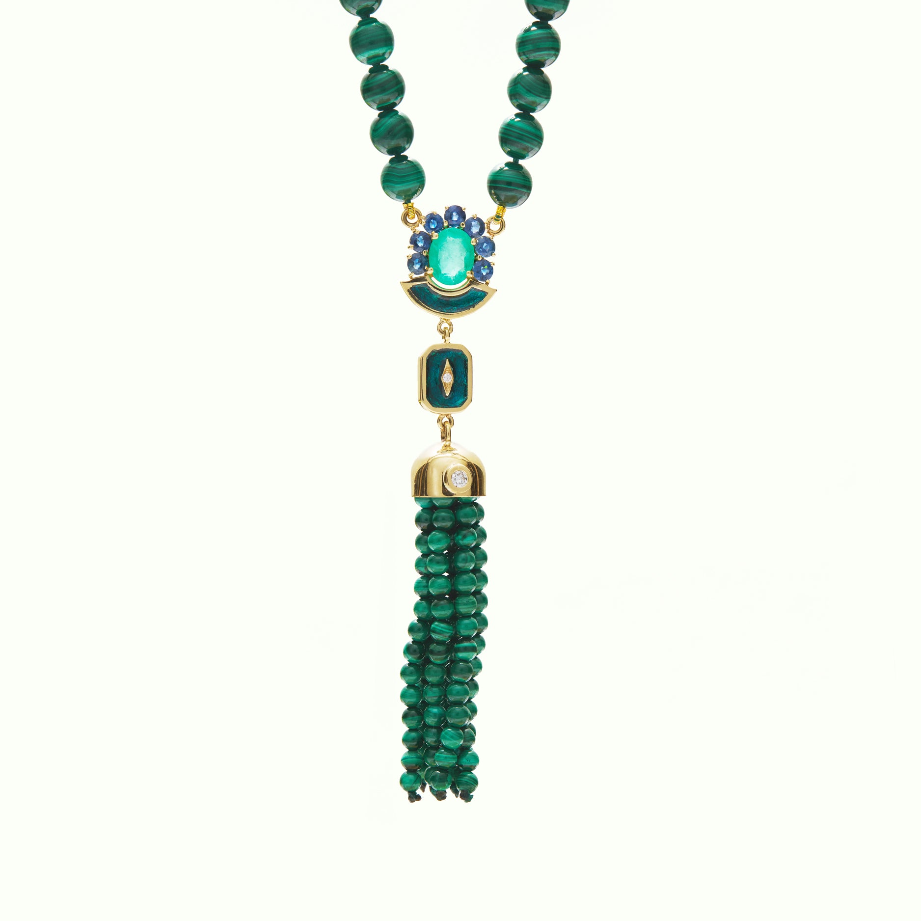 Mosaic Tassel Malachite Pattern Pendant