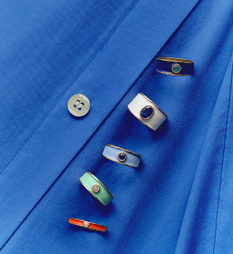 Anillo M Bold Blue Saphire Enamel White