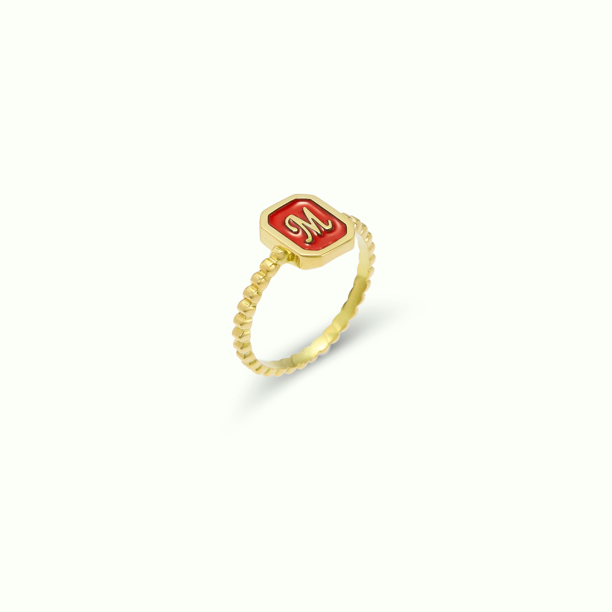Anell Iconic Pattern Letter Enamel Red