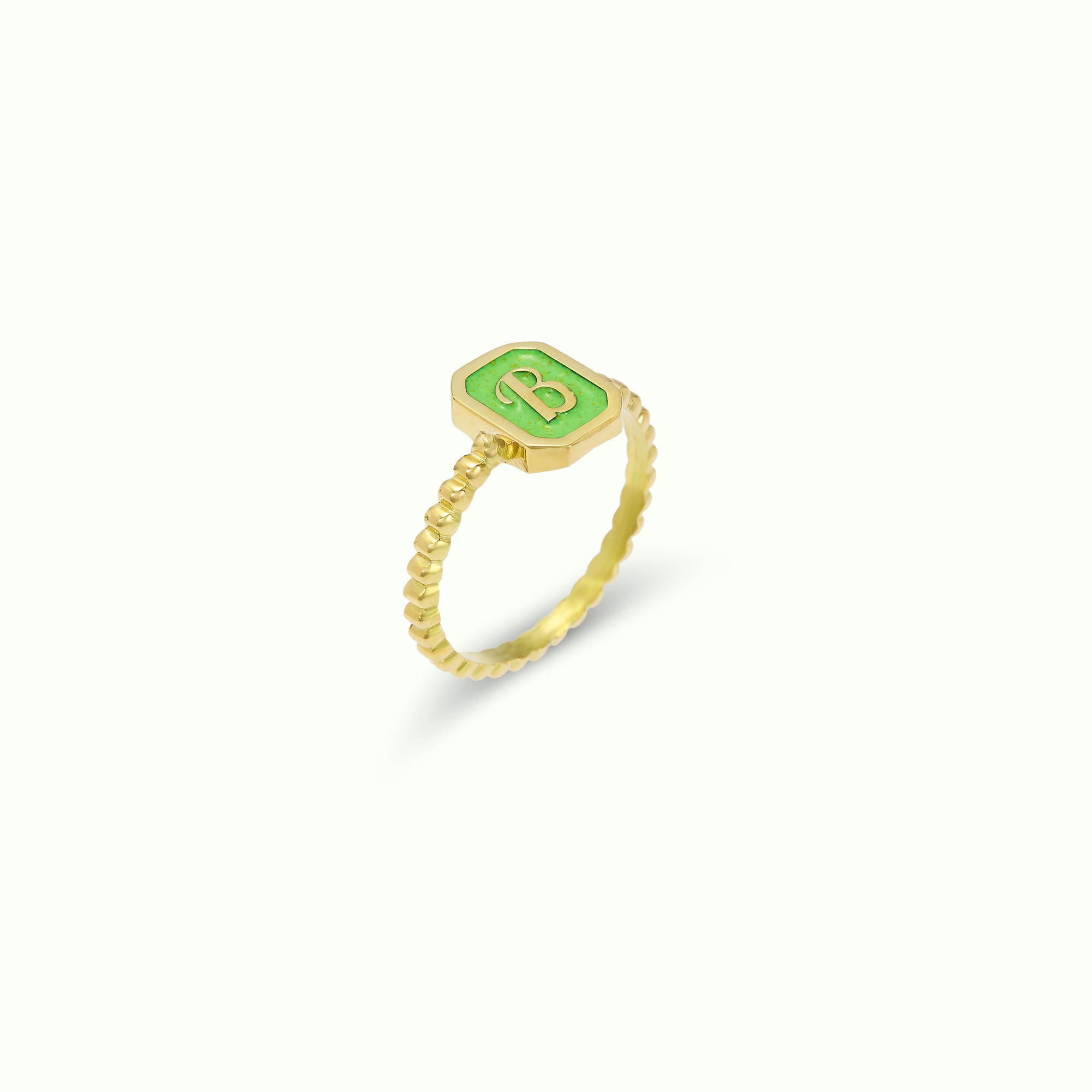 Anell Iconic Pattern Letter Enamel Lime Green