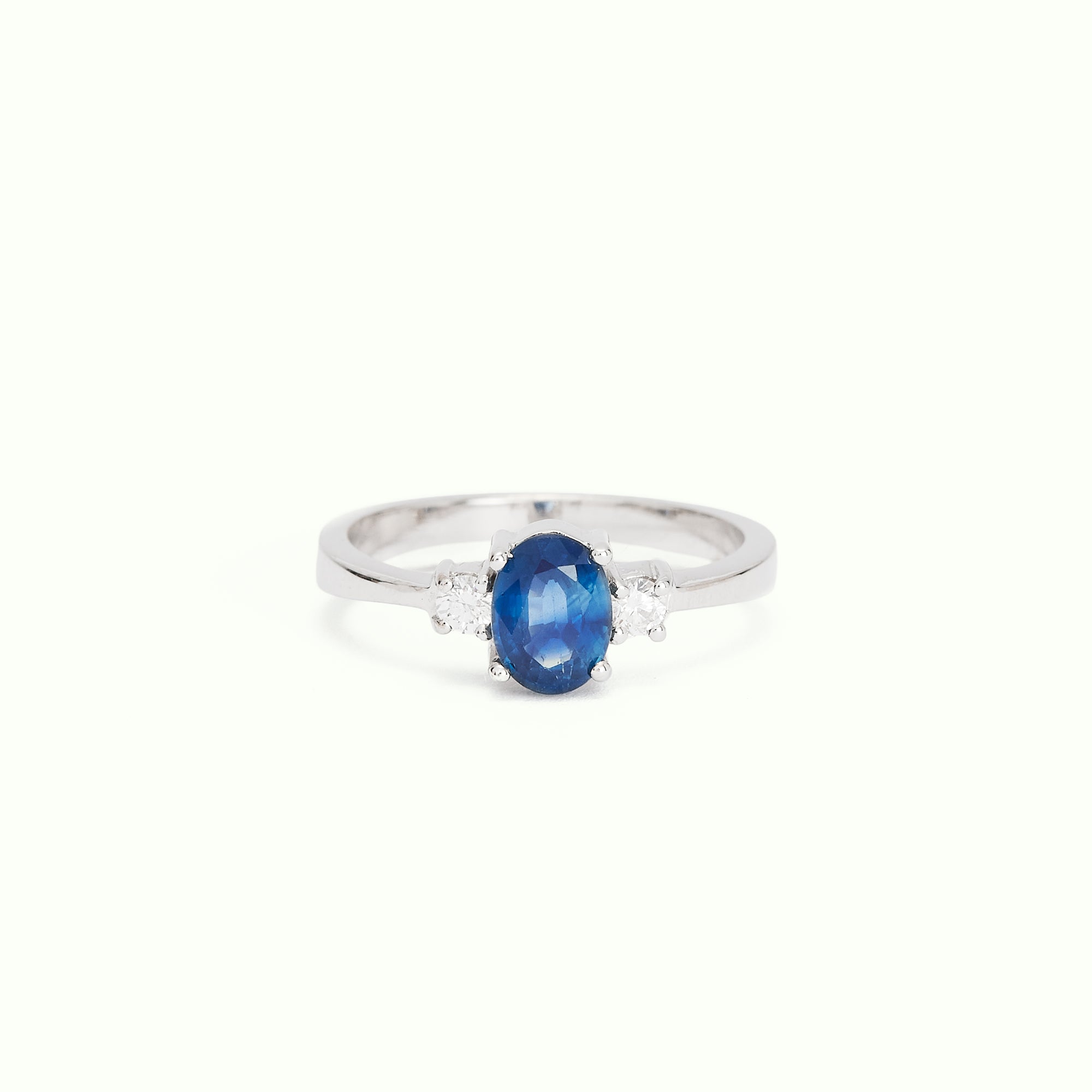 Anell solitari Destí Bold Sàfir Blau i Diamants