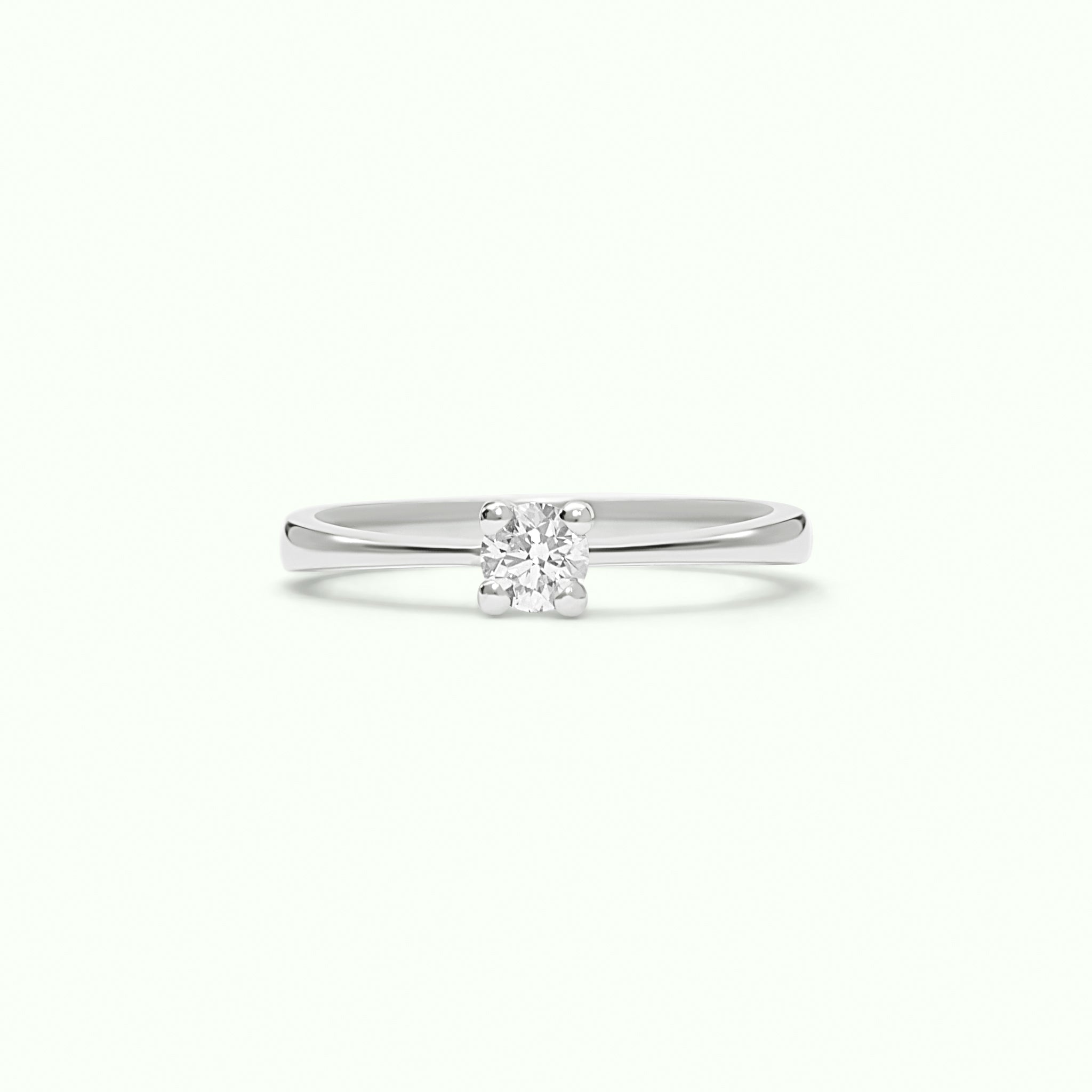 Anillo solitario de oro blanco 18kt con diamante natural talla brillante de 0,20ct - CLÁSICO Bold
