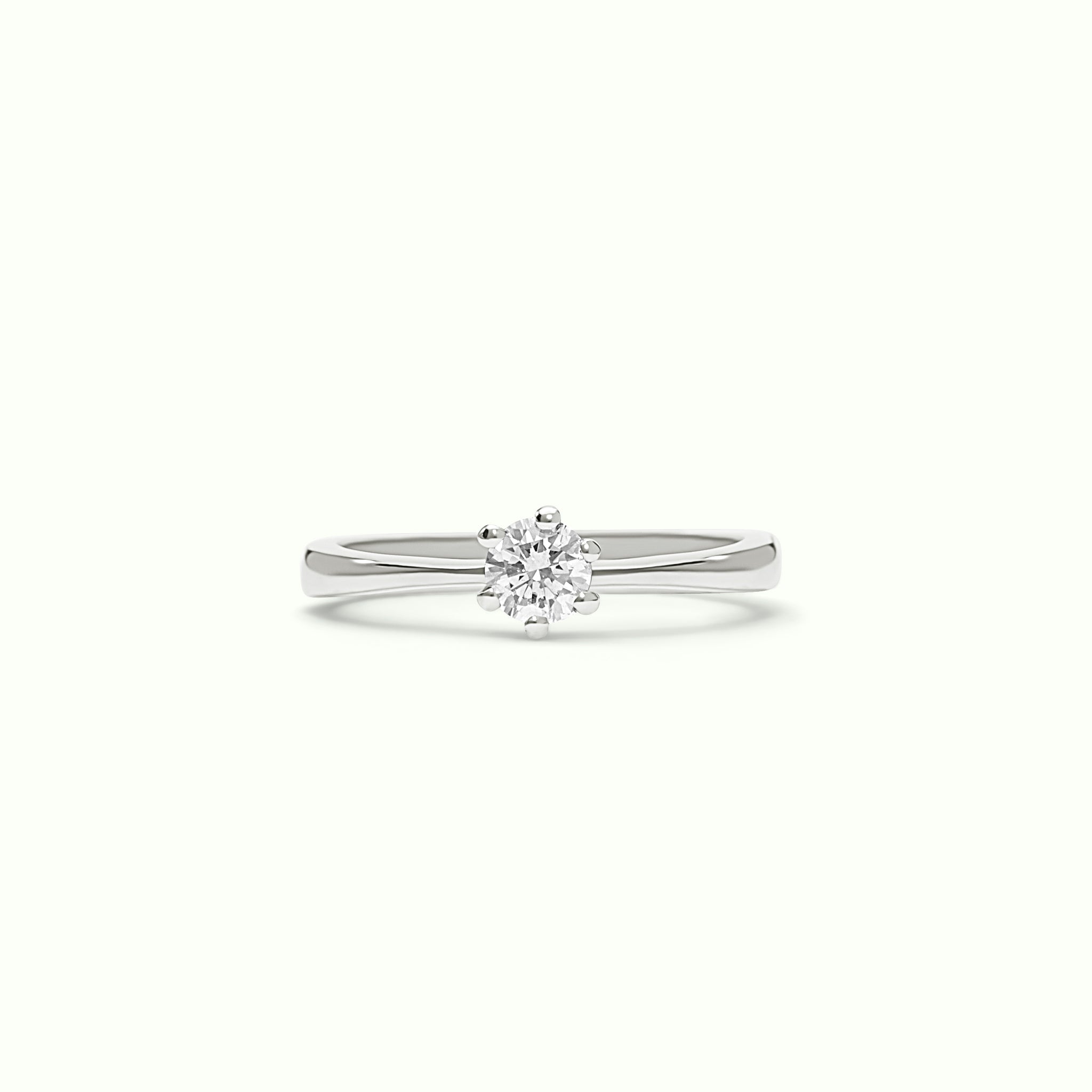 Anillo solitario Clásico 6 grapas con diamante 0,30ct