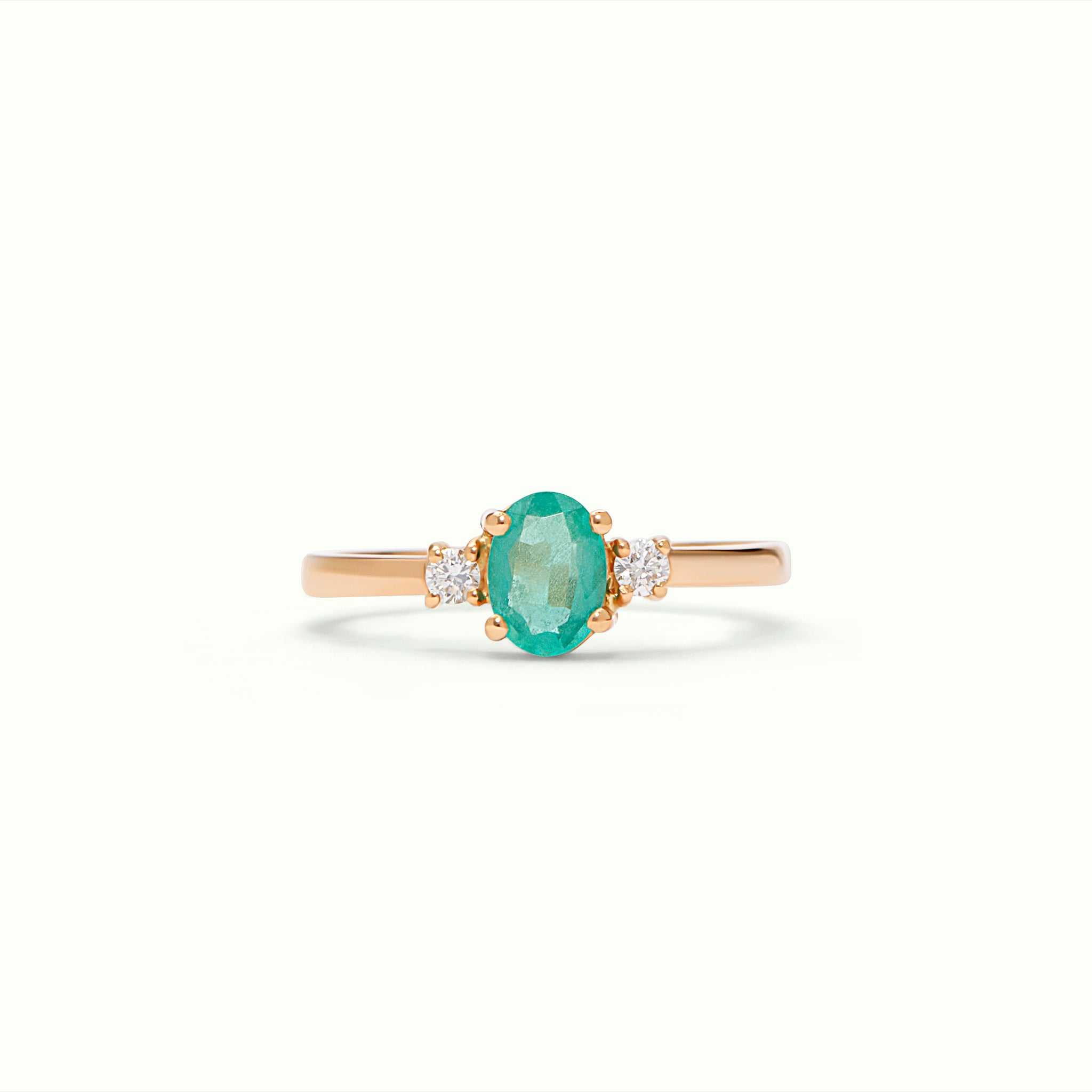 Emerald Diamond Solitaire Ring