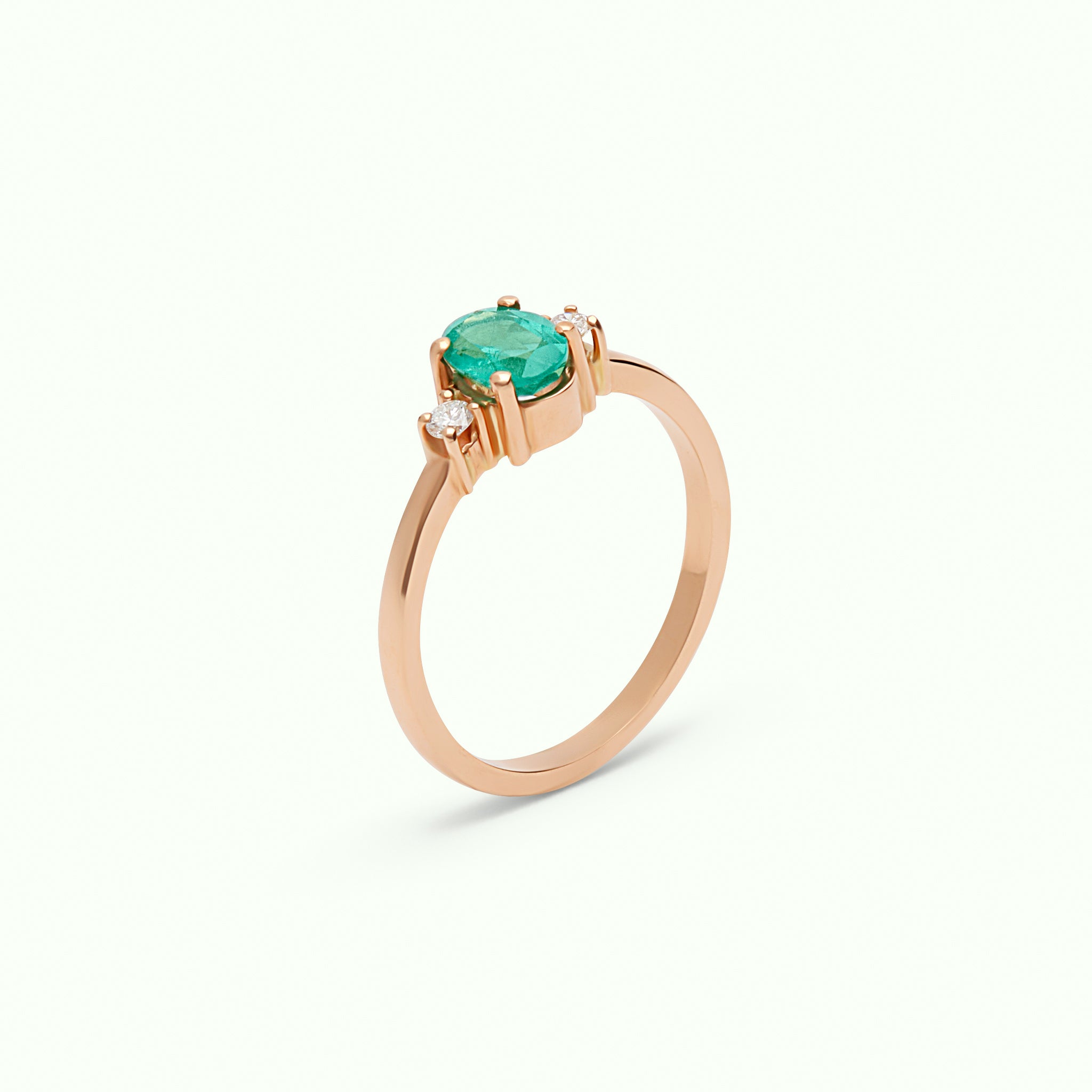 Emerald Diamond Solitaire Ring