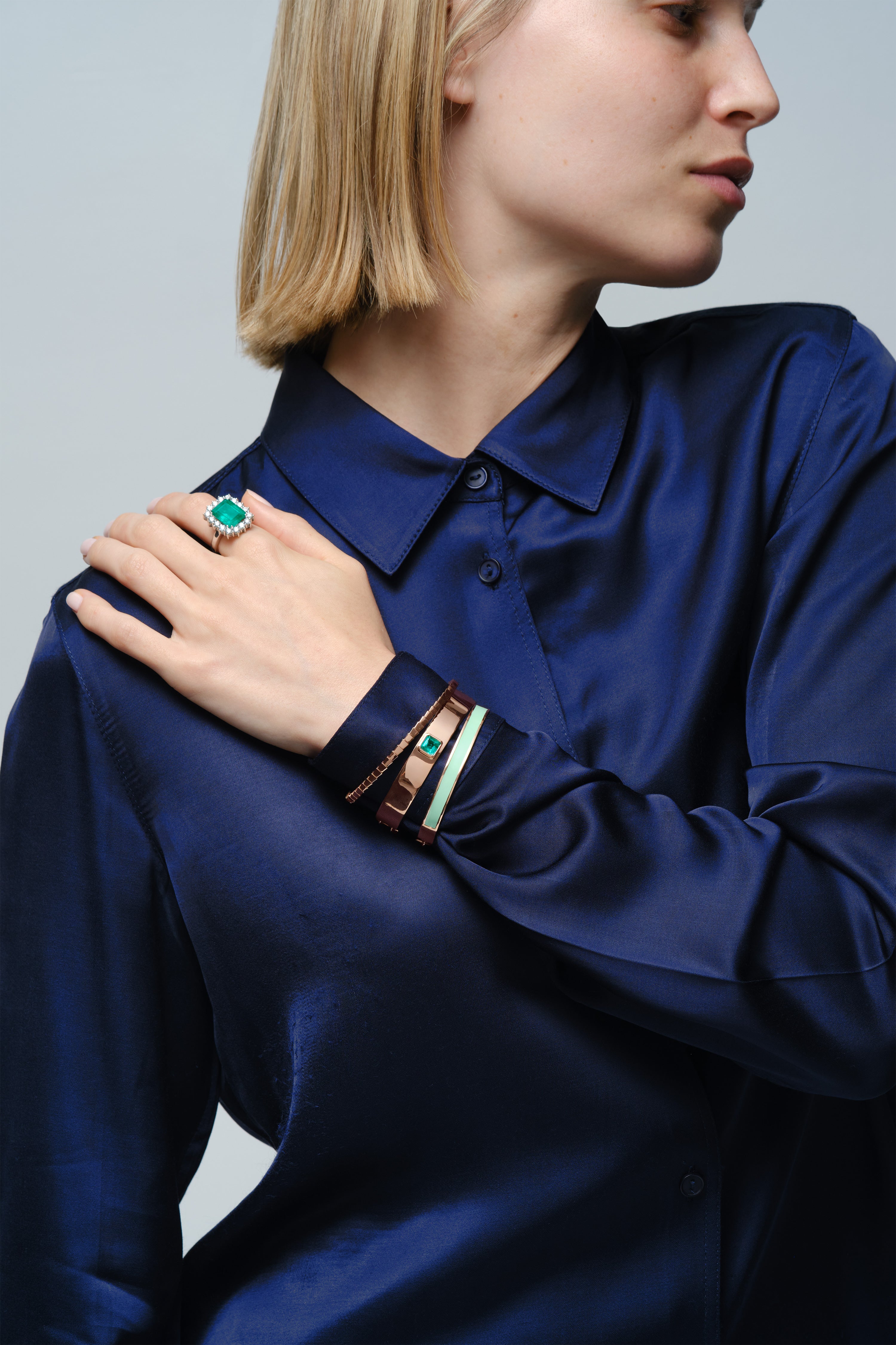 Polsera Semi-Rígida M Bold Enamel Jade