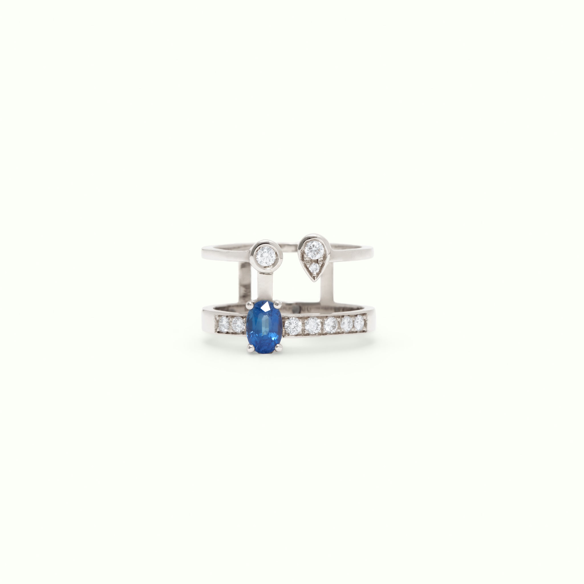 Anillo Genuine Drop Blue Saphire