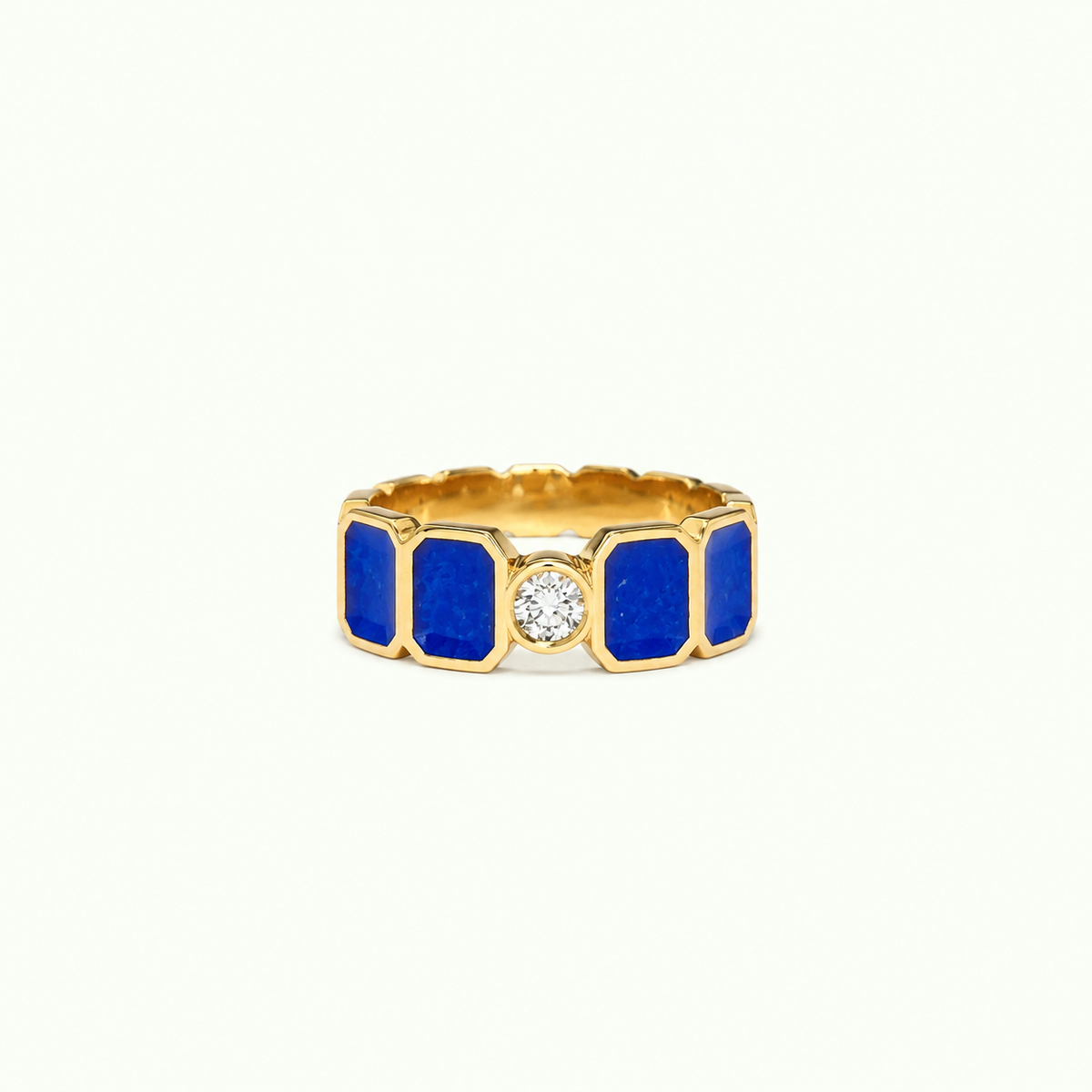 Anell Pattern Diamond Enamel Cobalt Blue