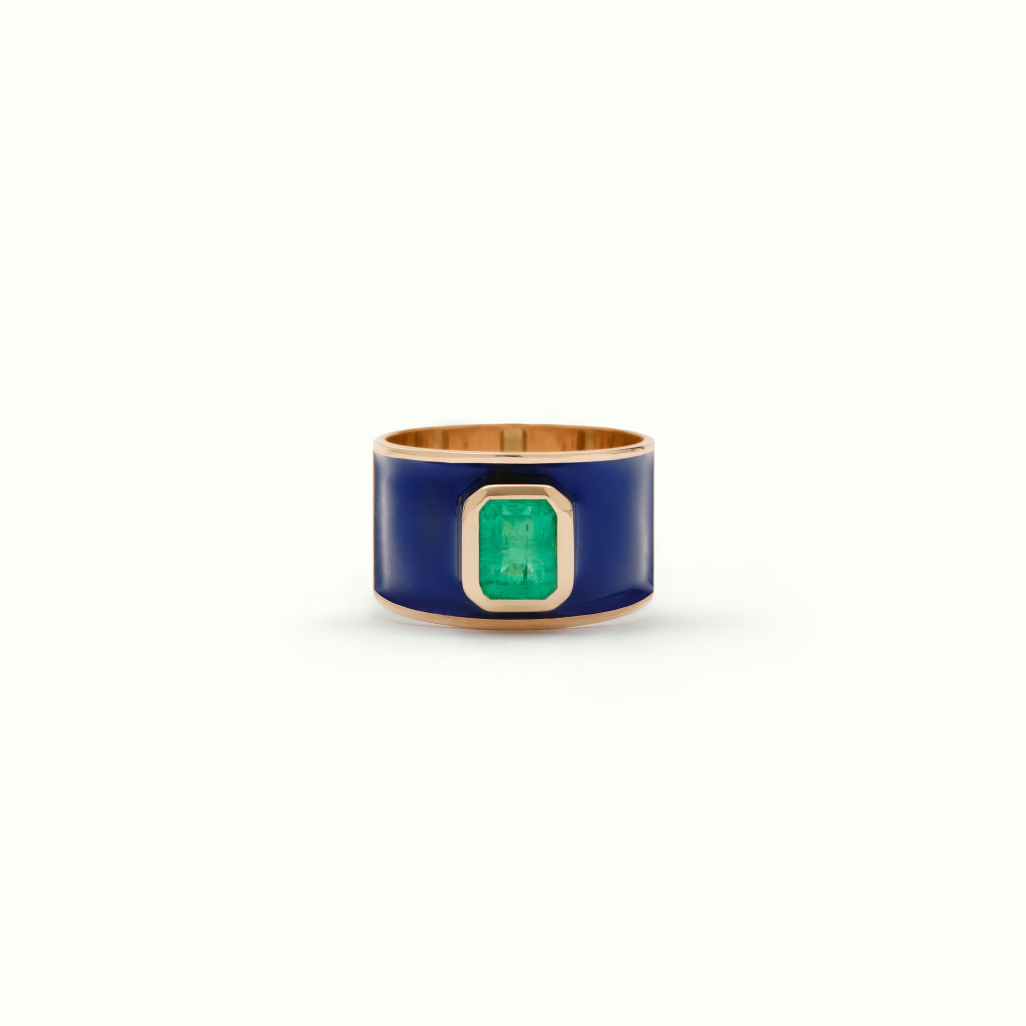Anillo M Bold Emerald Enamel Cobalt Blue