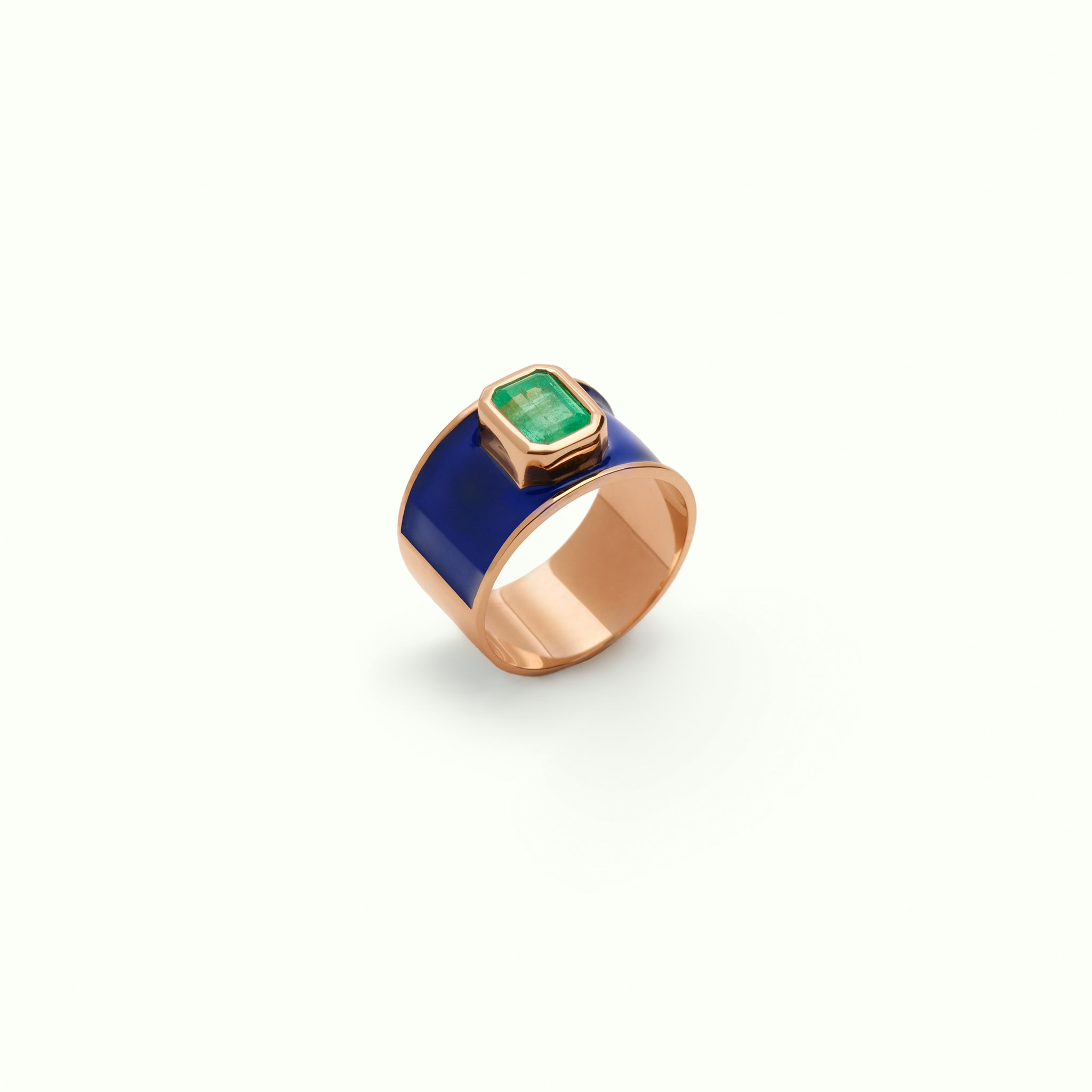 Anillo M Bold Emerald Enamel Cobalt Blue