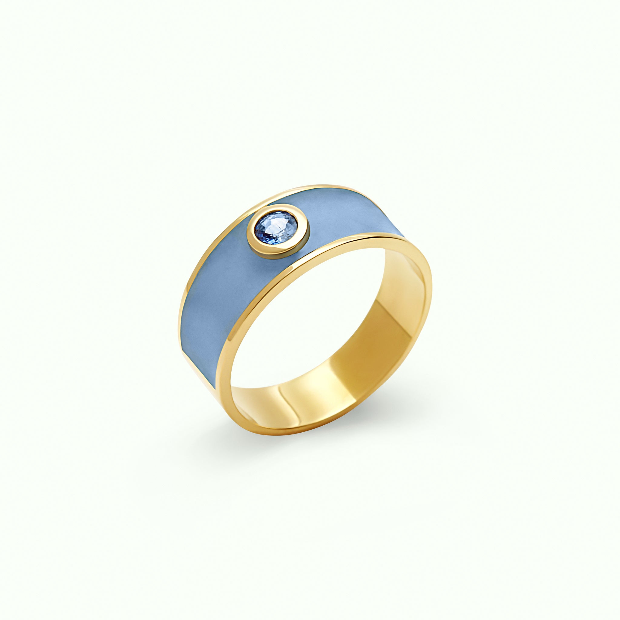 Anillo M Medium Blue Saphire Enamel Sky Blue