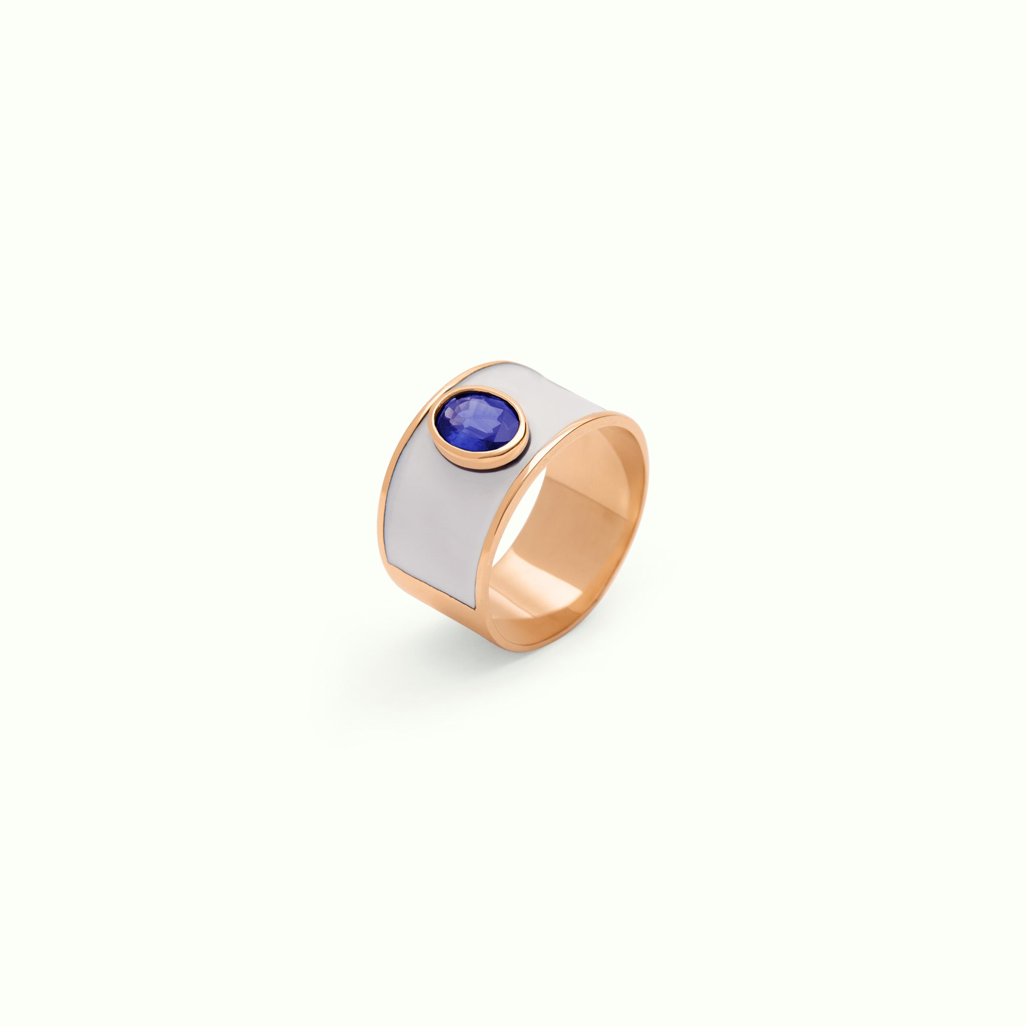 Anillo M Bold Blue Saphire Enamel White