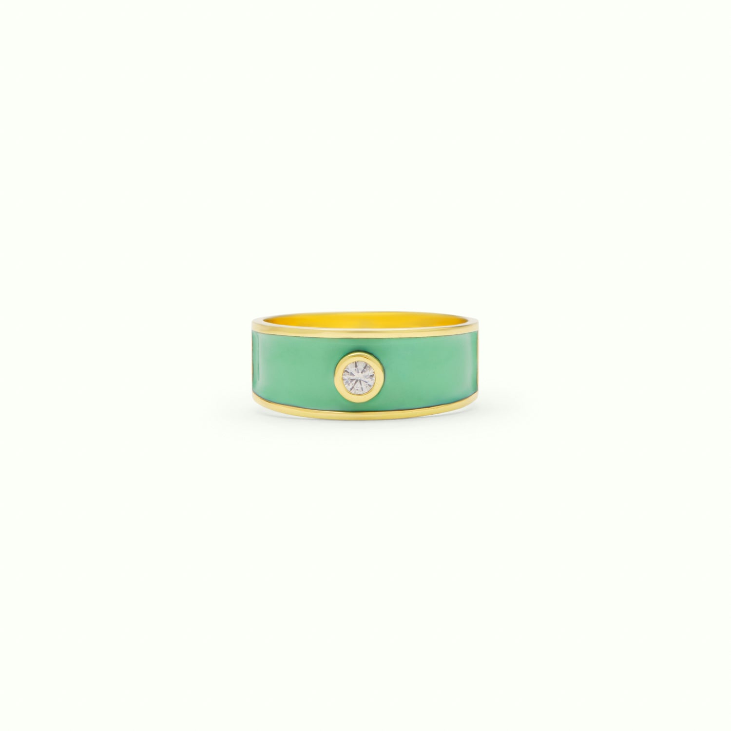 Anillo M Medium Diamond Enamel Jade