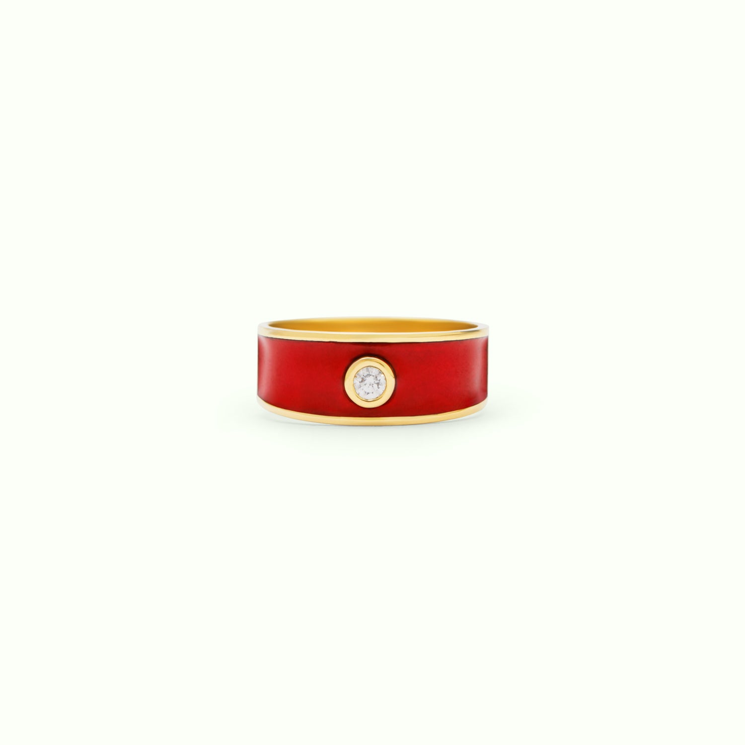 Anillo M Medium Diamond Enamel Red