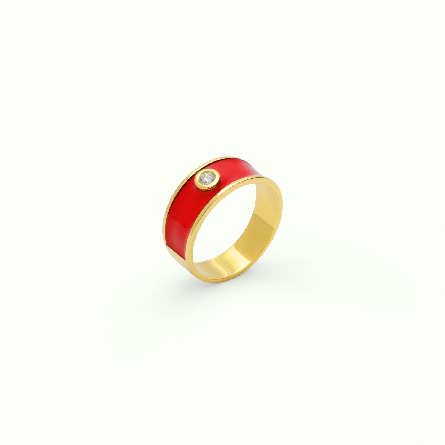 Anillo M Medium Diamond Enamel Red