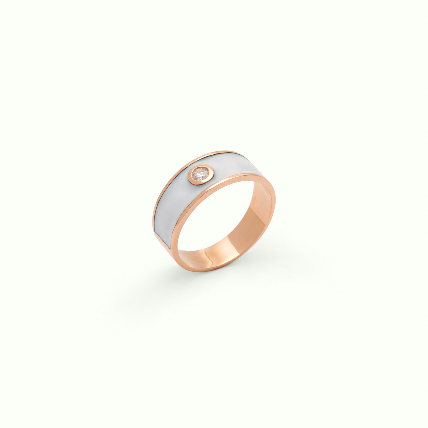 Anillo M Medium Diamond Enamel White