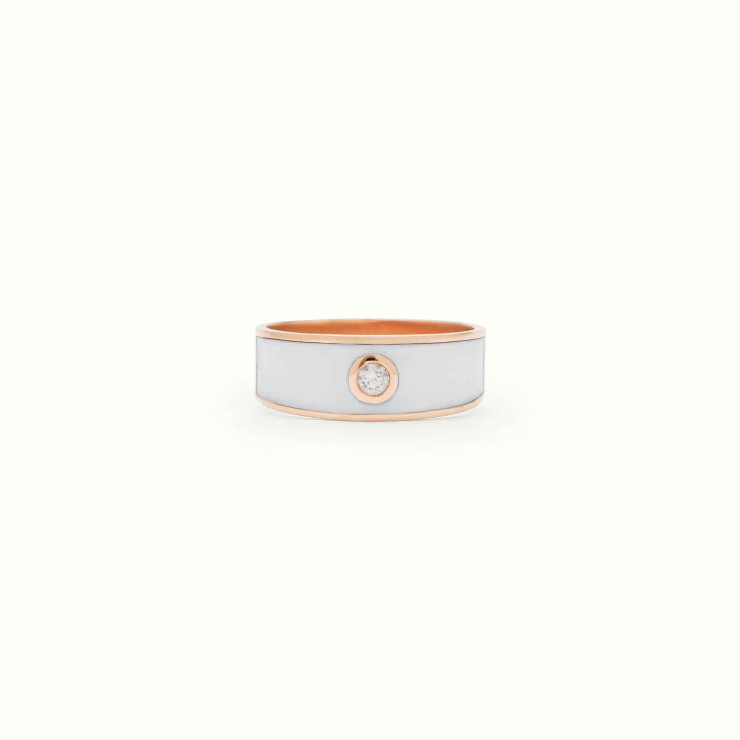 Anillo M Medium Diamond Enamel White