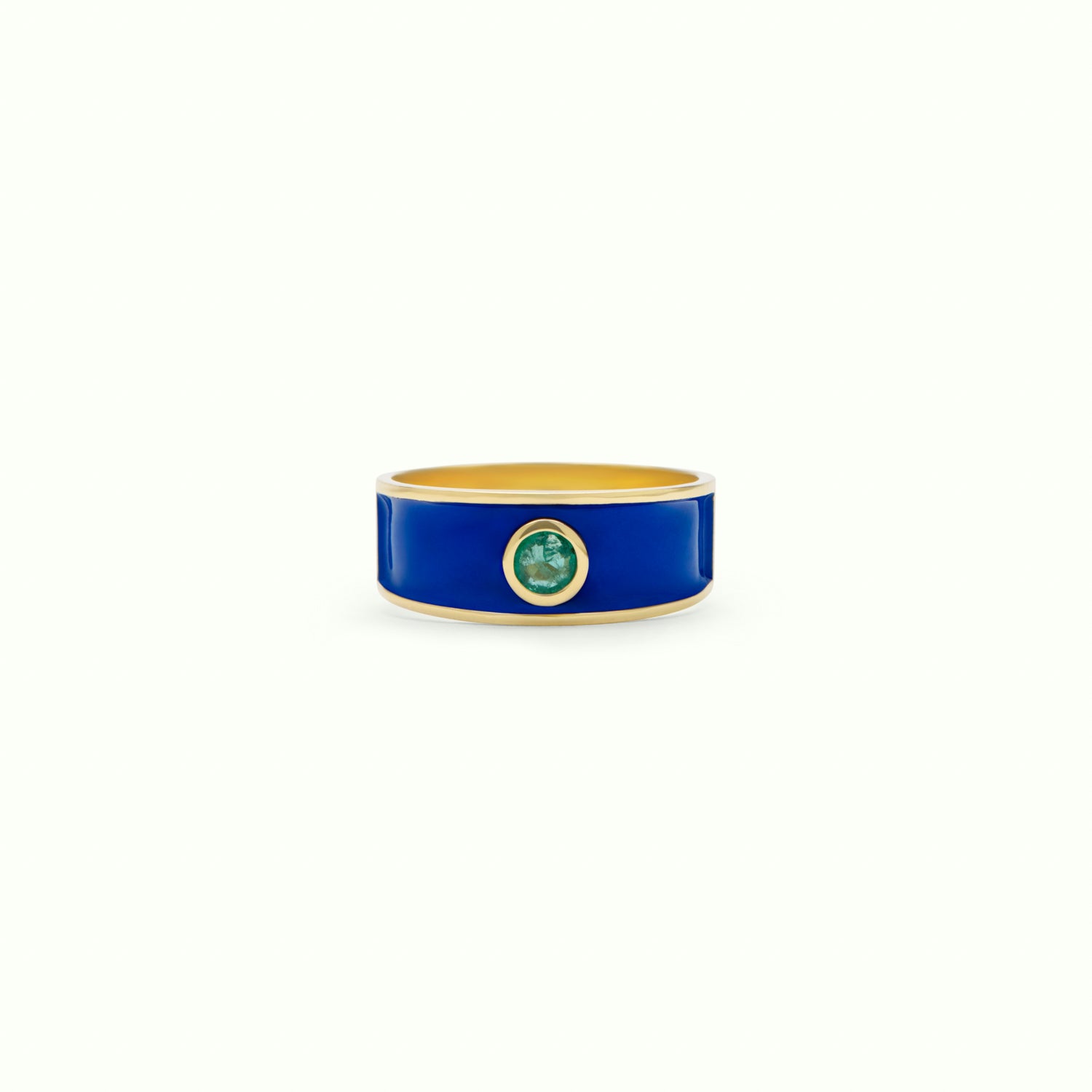 Anillo M Medium Emerald Enamel Cobalt Blue