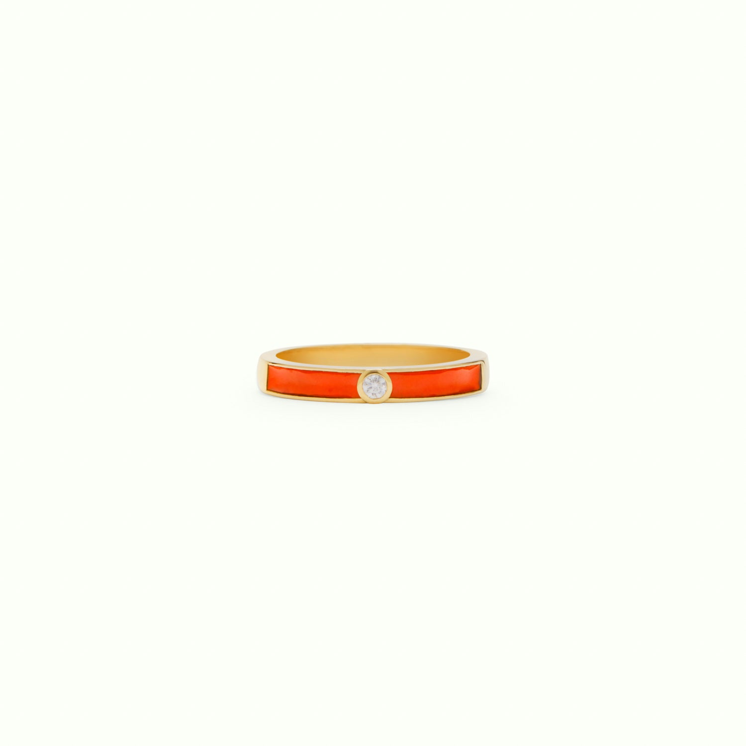 Anillo M Slim Diamante Enamel Orange