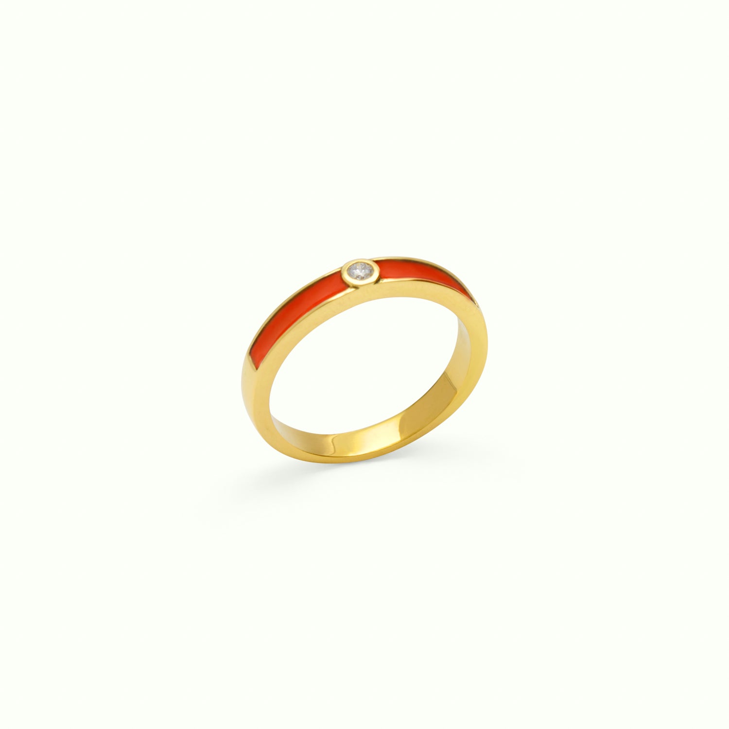 Anillo M Slim Diamante Enamel Orange