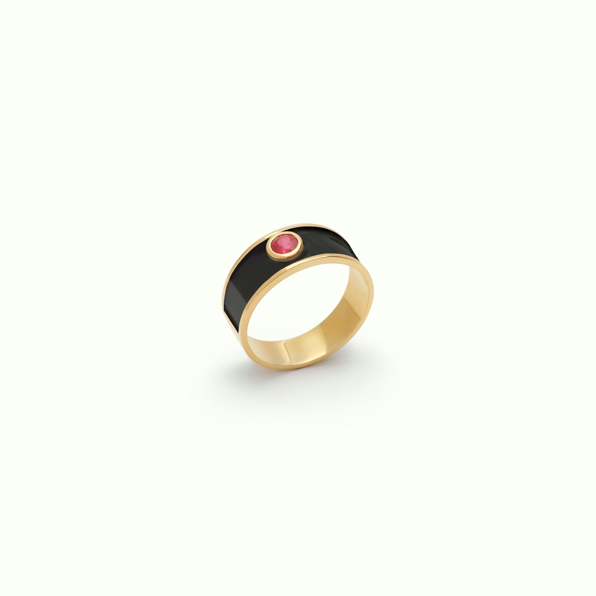 Anillo M Medium Ruby Enamel Black