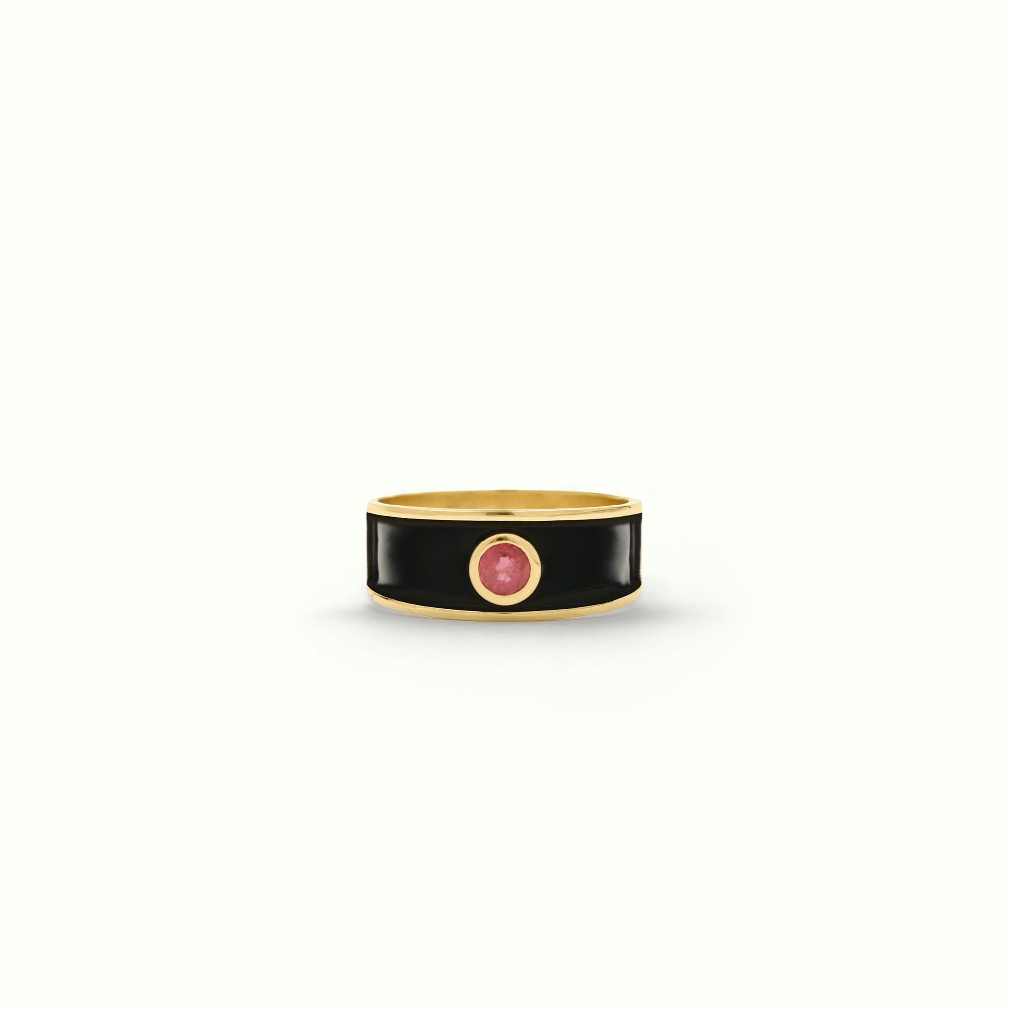 Anillo M Medium Ruby Enamel Black