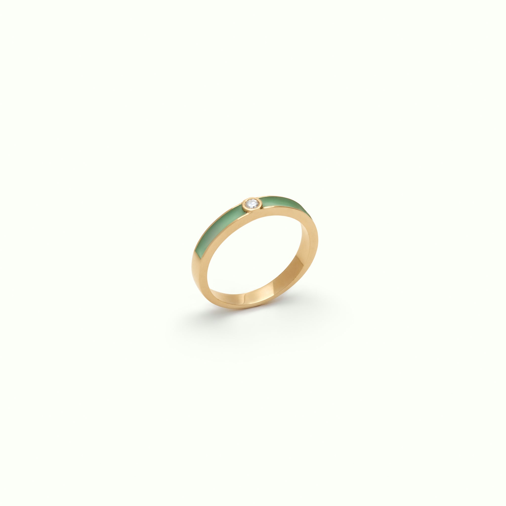 Anillo M Slim Diamante Enamel Jade