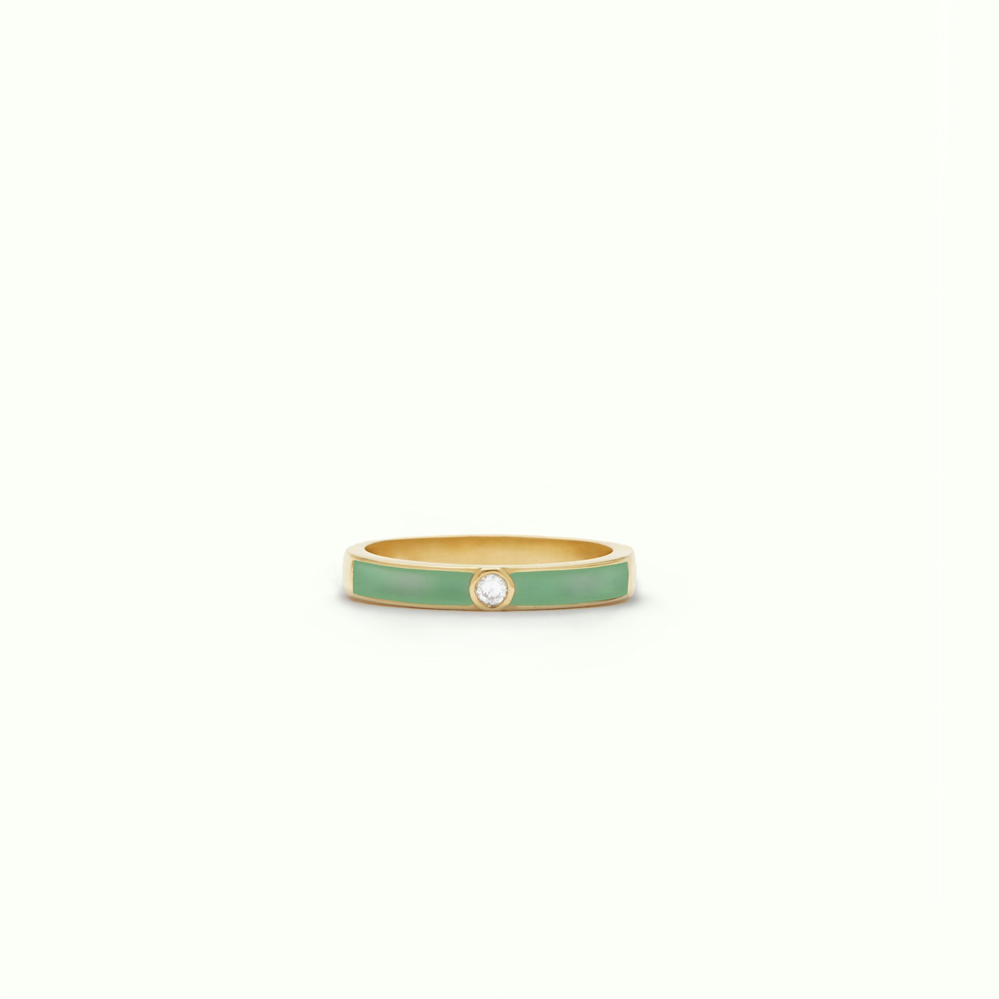 Anillo M Slim Diamante Enamel Jade