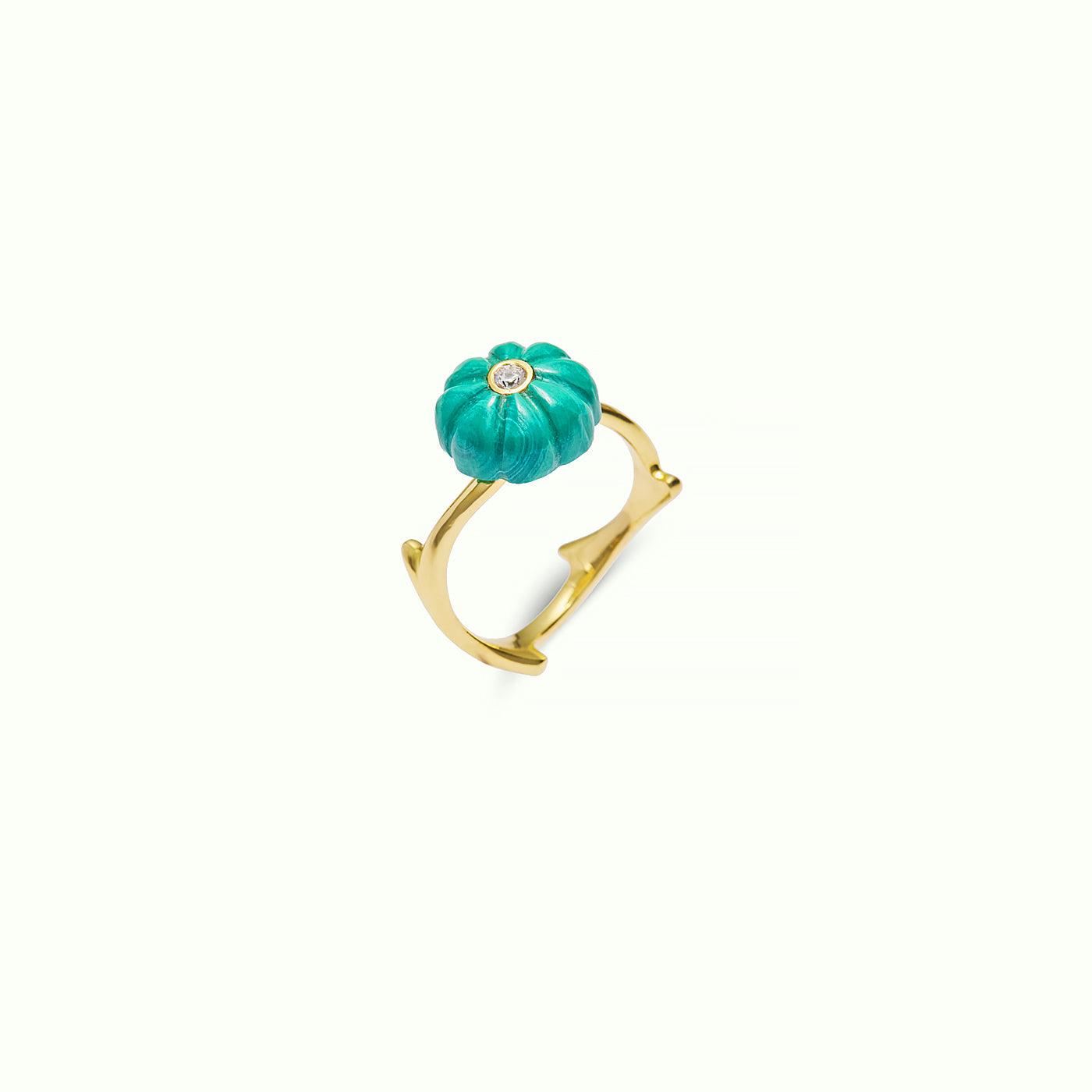 Anell Iconic Vintage Floral Malaquita i Diamant